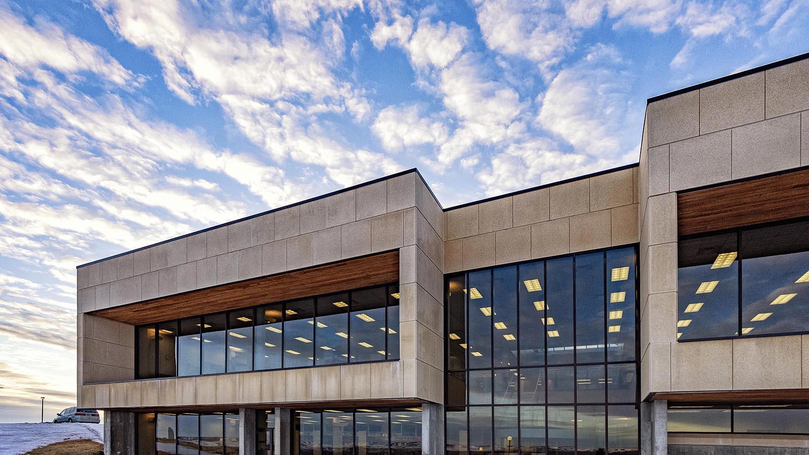 Exterior photo of the Welder Library on the University of Mary campus